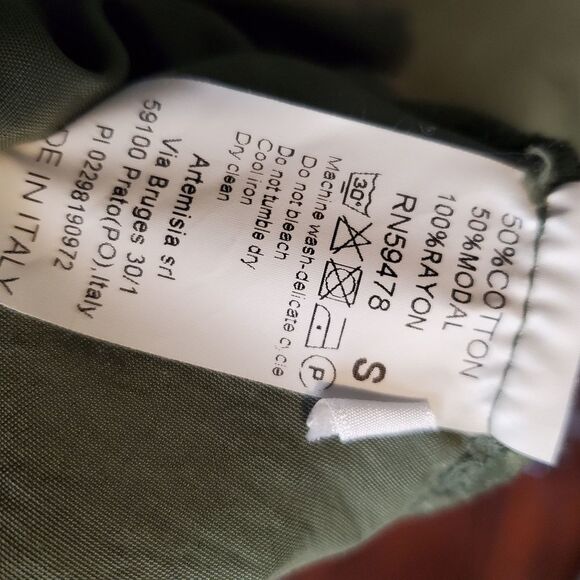 Nota Batida Italy Cotton Modal Asymmetric Lagenlook Olive Dress S - Picture 4 of 4